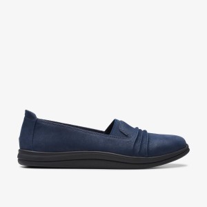 Clarks Breeze Sol Navy Kadın Makosen Ayakkabı Lacivert | 85234IYKJ