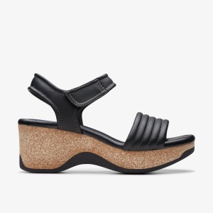 Clarks Chelseah Gem Black Leather Kadın Sandalet Siyah | 95726BOUQ