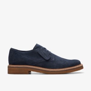 Clarks Clarkdale Derby Navy Suede Erkek Elbise Ayakkabısı Lacivert | 48019FKRB