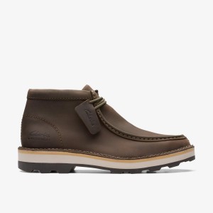 Clarks Corston Wally Waterproof Olive Leather Erkek Bot Zeytin Yeşili | 83219KZPG