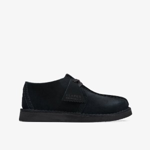 Clarks Desert Trek Older Black Suede Çocuk Orijinal Ayakkabı Siyah | 79845DMCQ