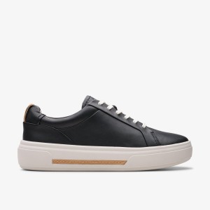Clarks Hollyhock Walk Black Leather Kadın Platform Ayakkabı Siyah | 53214AIYX