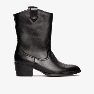 Clarks Octavia Up Black Leather Kadın Bot Siyah | 46791PMOR