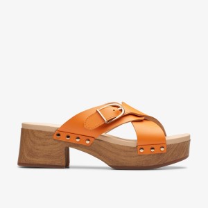 Clarks Sivanne Walk Orange Leather Kadın Clog Terlik Turuncu | 75036QVFP