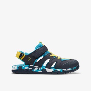 Clarks Steggy Roar Kid Navy Combination Çocuk Sandalet Lacivert | 59341MUYZ