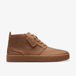 Clarks Streethill Mid Dark Tan Leather Erkek Bot Koyu Kahverengi | 02571XJIQ