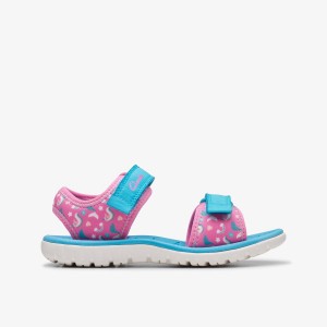 Clarks Surfing Tide Kid Hot Pink Çocuk Sandalet Pembe | 34581NTFG