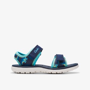 Clarks Surfing Tide Kid Navy Çocuk Sandalet Lacivert | 31792HEFR