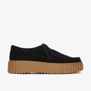Clarks Torhill Bee Black Suede Kadın Platform Ayakkabı Siyah | 12870ENRU