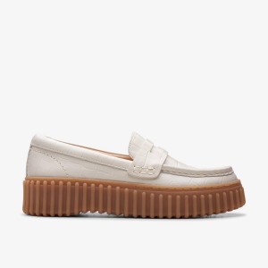 Clarks Torhill Penny Cream Interest Kadın Platform Ayakkabı Krema | 46518DLZQ