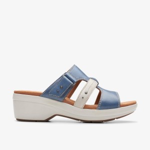 Clarks Tuleah Jane Denim Combination Kadın Dolgu Topuklu Mavi | 40583OIGJ