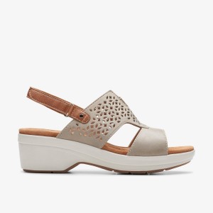 Clarks Tuleah Sun Stone Leather Kadın Sandalet Gri | 79681NDAT