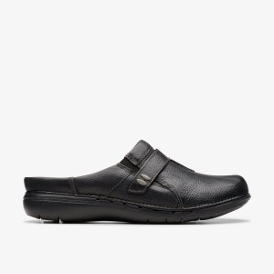 Clarks Un Loop Ease Black Leather Kadın Clog Terlik Siyah | 76930DQIS