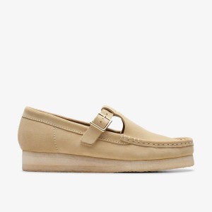 Clarks Wallabee T-Bar Maple Suede Kadın Makosen Ayakkabı Maple | 13604CNJI