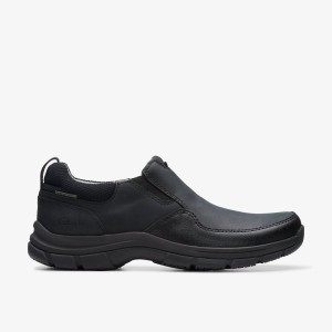 Clarks Walpath Step Black Leather Erkek Slip On & Loafer Siyah | 37068RVCU