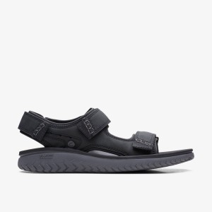 Clarks Wesley Bay Black Erkek Sandalet Siyah | 38150BNXR